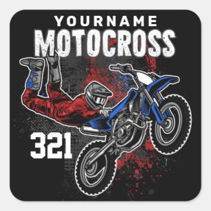 Personalized Freestyle Motocross Racing FMX Tricks Square Sticker