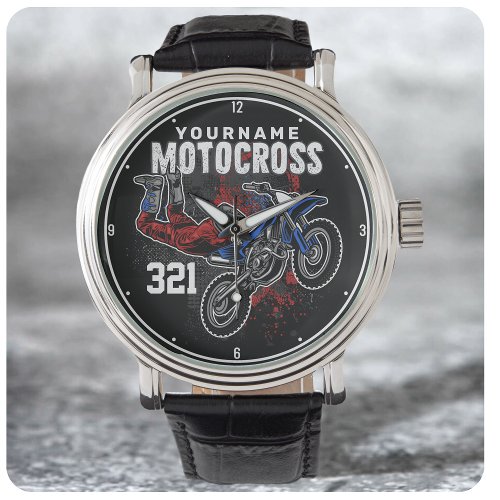 Personalized Freestyle Motocross Racing FMX Tricks Watch