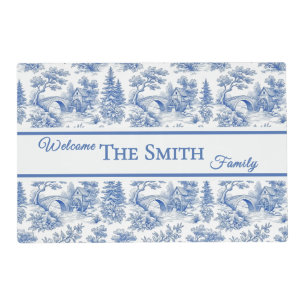 Personalized French Blue Vintage Chinoiserie Toile Placemat