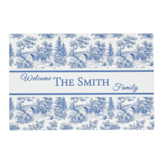Personalized French Blue Vintage Chinoiserie Toile Placemat