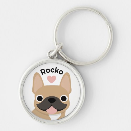 Personalized French Bull Keychain Custom Name Tag