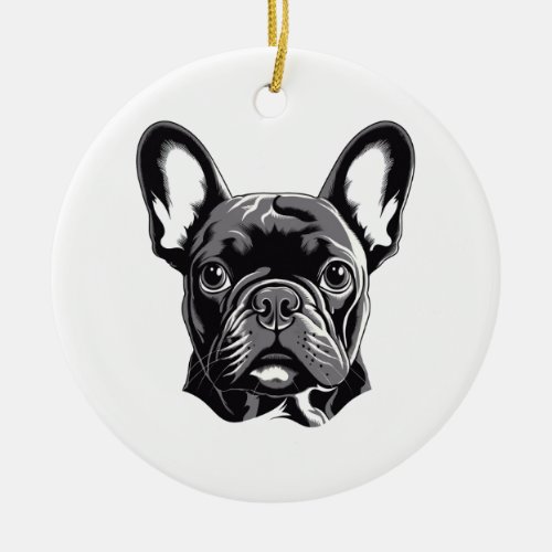 Personalized French Bulldog Black and White Ceramic Ornament
