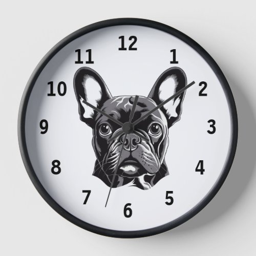 Personalized French Bulldog Black and White Clock