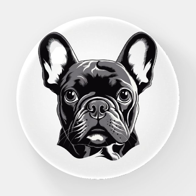 Personalized French Bulldog Black and White Paperweight (Front)