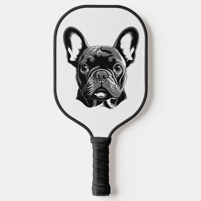 Personalized French Bulldog Black and White Pickleball Paddle (Front)