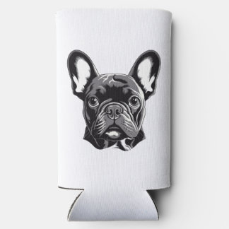 Personalized French Bulldog Black and White Seltzer Can Cooler