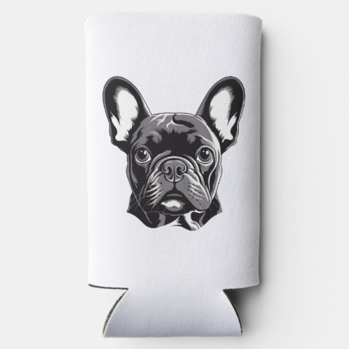 Personalized French Bulldog Black and White Seltzer Can Cooler