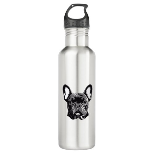 Personalized French Bulldog Black and White Stainless Steel Water Bottle