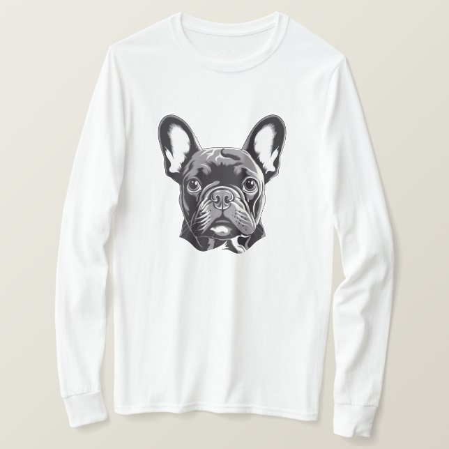 Personalized French Bulldog Black and White T-Shirt (Design Front)