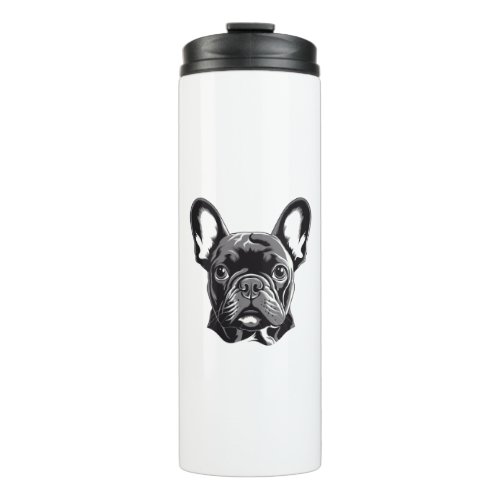 Personalized French Bulldog Black and White Thermal Tumbler