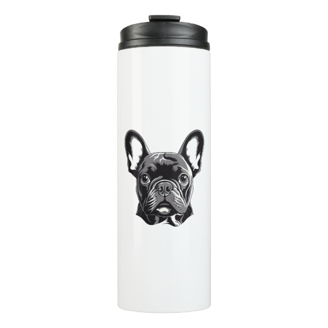 Personalized French Bulldog Black and White Thermal Tumbler (Front)