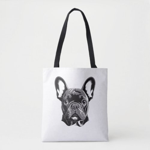 Personalized French Bulldog Black and White Tote Bag