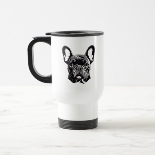 Personalized French Bulldog Black and White Travel Mug