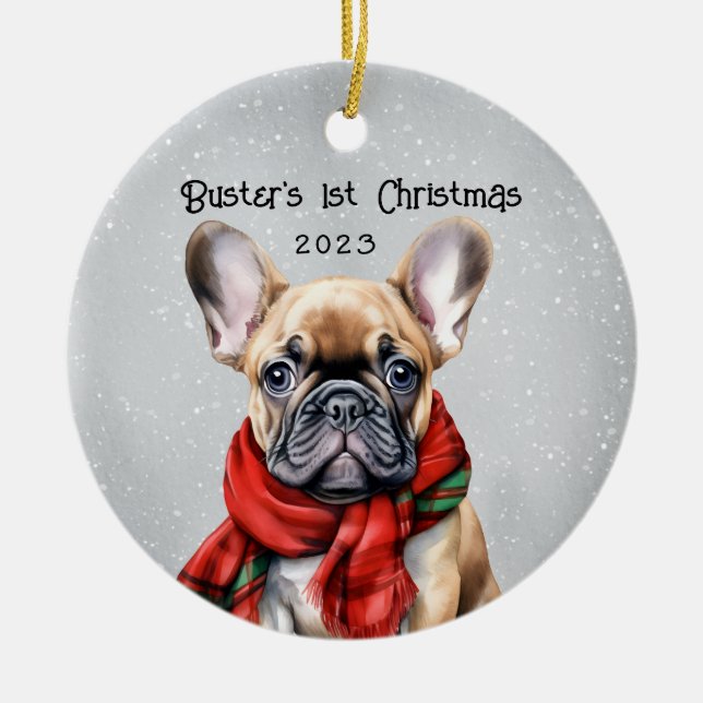 Personalized French Bulldog Ceramic Ornament (Front)