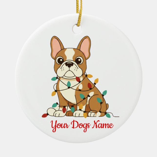 Personalized French Bulldog Christmas Ornament (Front)