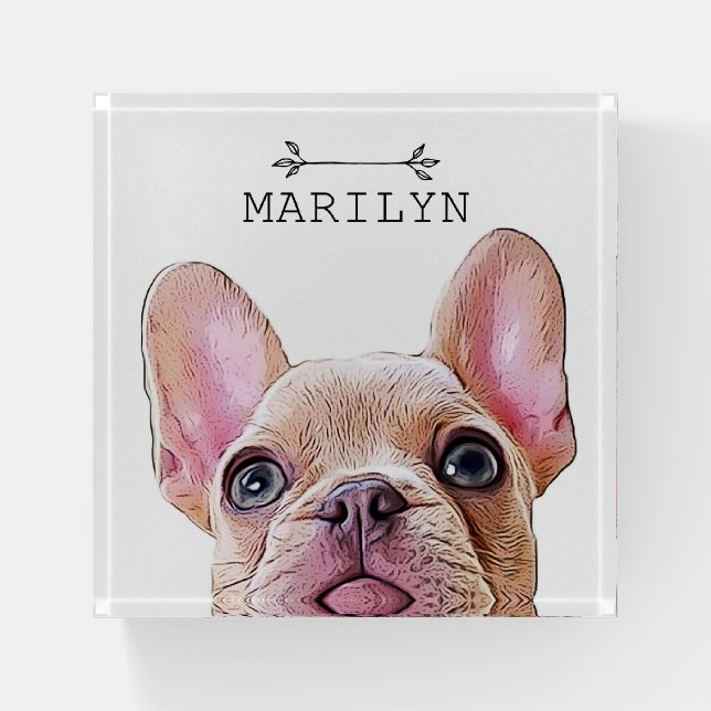 Personalized French Bulldog | Cute Frenchie Paperweight (Front)