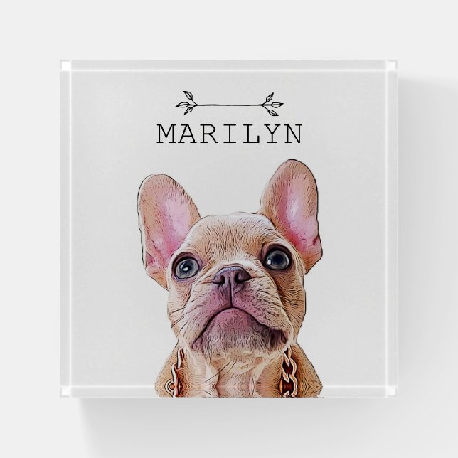 Personalized French Bulldog | Cute Frenchie Paperweight (Front)