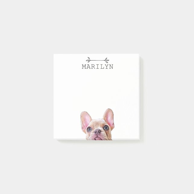 Personalized French Bulldog | Cute Frenchie Post-it Notes (Front)