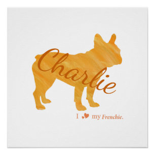 Personalized French Bulldog Pastel Orange Frenchie Poster