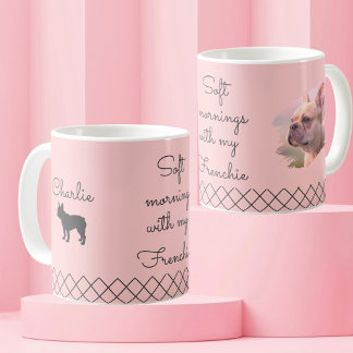 Personalized French Bulldog Pastel Pink Photo Mug