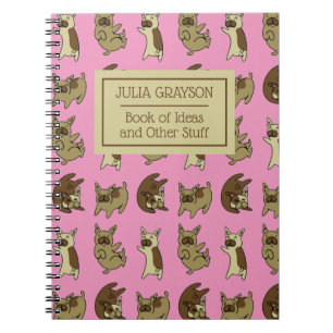 Personalized French Bulldog Pattern Custom Name Notebook