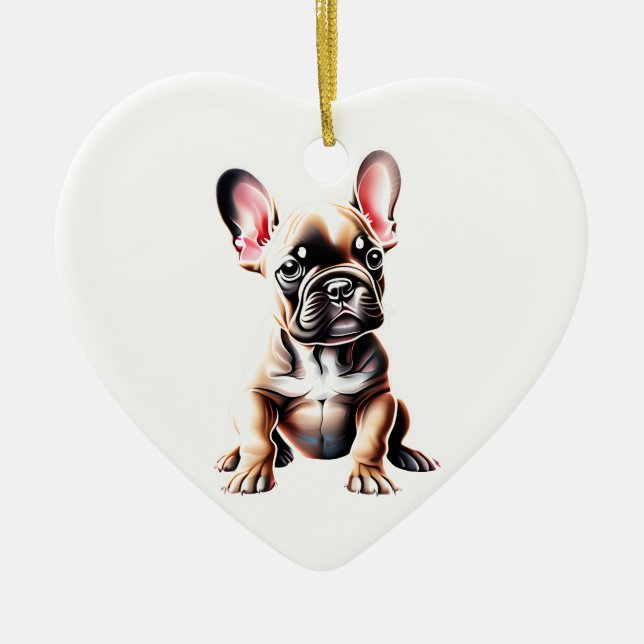 Personalized French Bulldog Puppy Ceramic Ornament (Front)