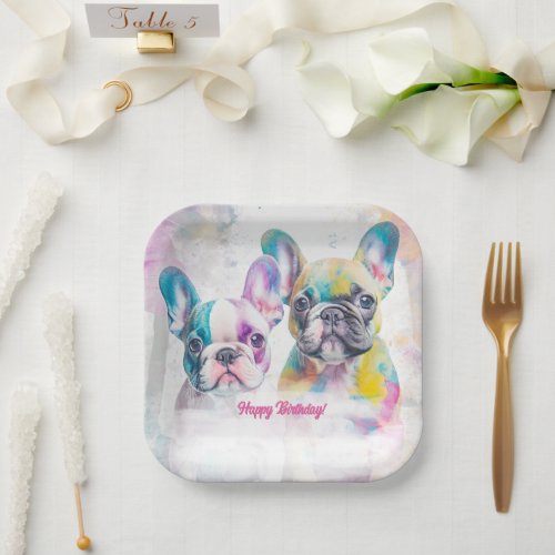 Personalized French Bulldog puppy Napkins Paper Plates