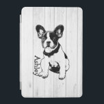 Personalized French Bulldog Puppy Pick Your Color iPad Mini Cover<br><div class="desc">Cute graphic of a French Bulldog Poppy against rustic wood background design with customizable text/name/initial/monogram. You can delete the background image and easily add whatever color you like: Click on the customize it button> At top click on Edit > Background> A menu of colors will come up, choose one or...</div>