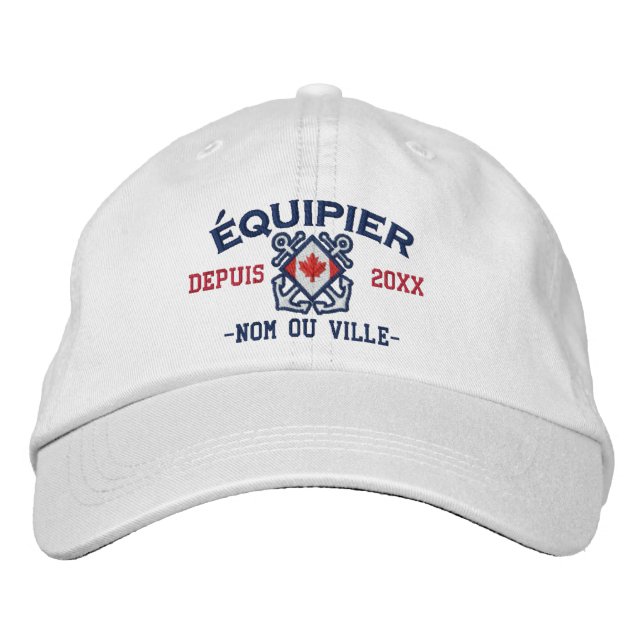 Personalized French Canadian Crew Nautical Embroidered Baseball Hat (Front)