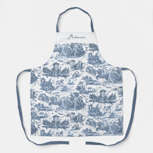 Personalized French Chariot of Dawn Toile_Blue Apron