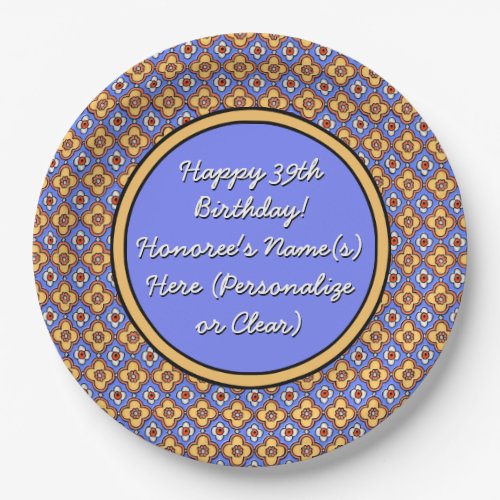 Personalized French Country Tile Blue Yellow Paper Plates