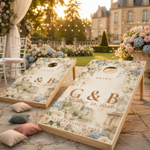 Personalized French Estate Garden Wedding Cornhole Set