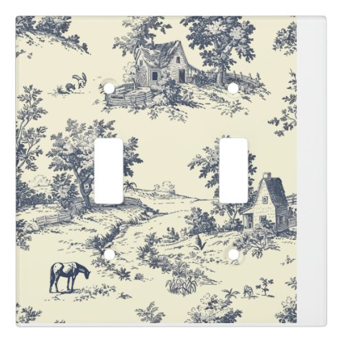 Personalized French Farmhouse Blue Toile de Jouy Light Switch Cover