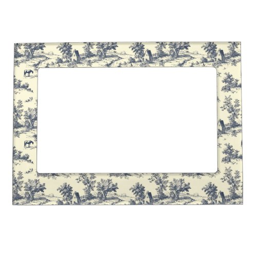Personalized French Farmhouse Blue Toile de Jouy Magnetic Frame