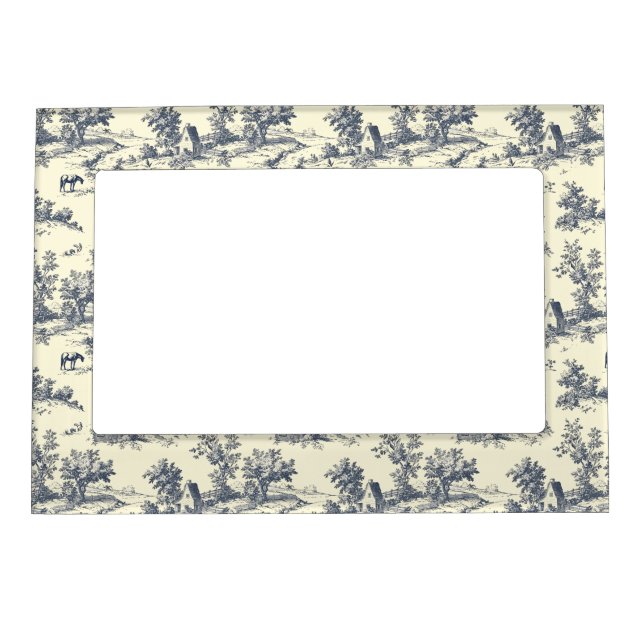 Personalized French Farmhouse Blue "Toile de Jouy" Magnetic Frame (Front)