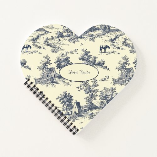 Personalized French Farmhouse Blue Toile de Jouy Notebook