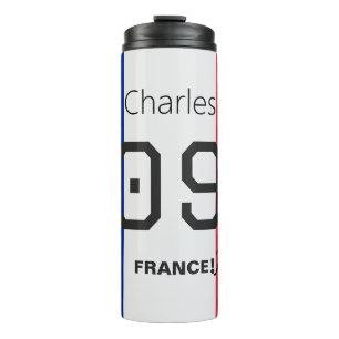 Personalized French Flag Soccer Player Fan Support Thermal Tumbler