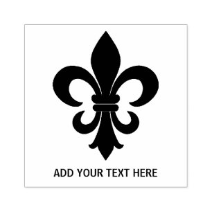 Personalized French Fleur de Lis Rubber Stamp