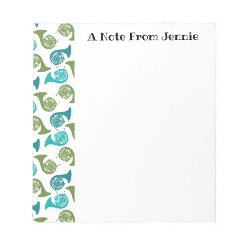 Personalized French Horn Player Gift Music Notepad
