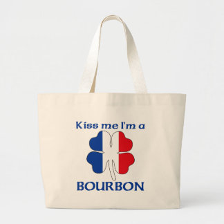 Personalized French Kiss Me I'm Bourbon Large Tote Bag