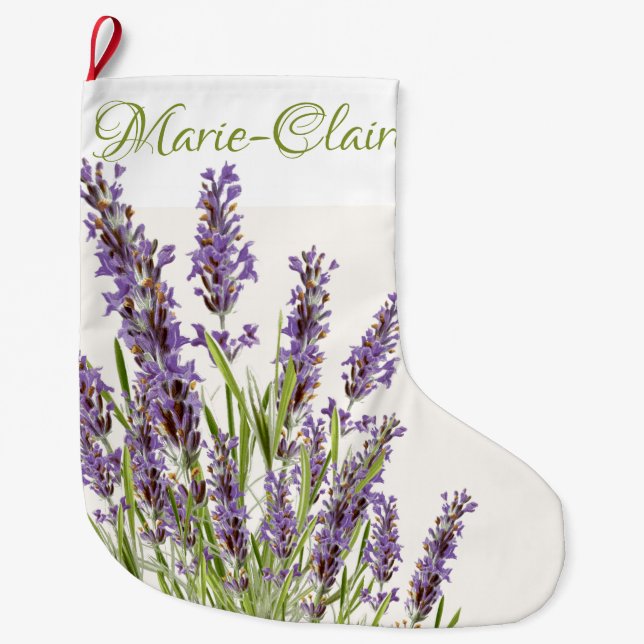 Personalized French Lavender Large Christma Large Christmas Stocking (Front)