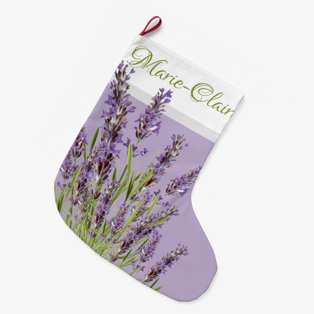 Personalized French Lavender Purple Large Christmas Stocking (Front (Hanging))