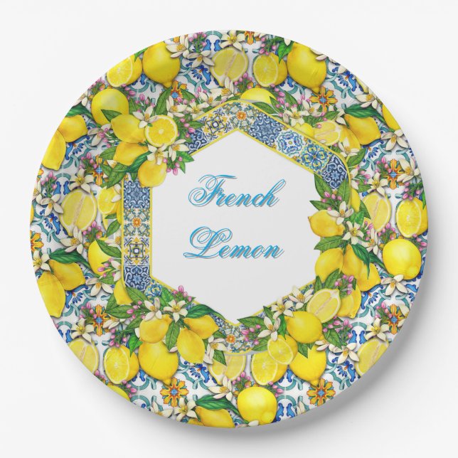 Personalized French Lemon   Paper Plates (Front)