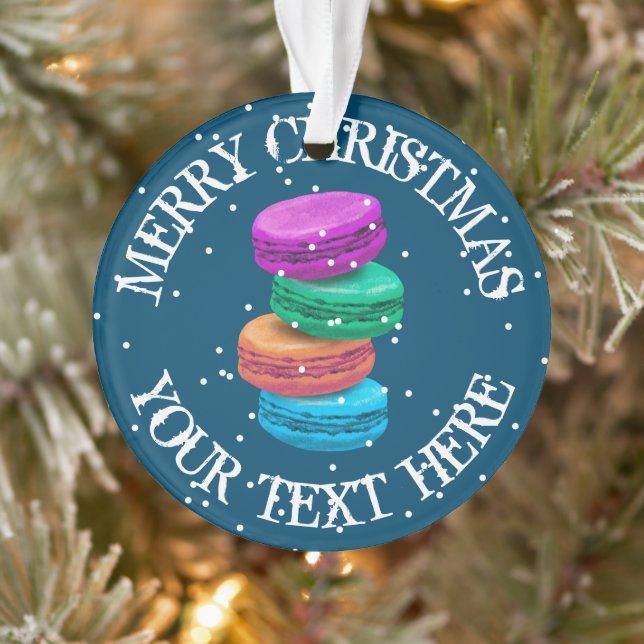 Personalized french macaron Christmas photo Ornament (Tree)
