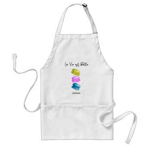 Personalized French Macaron Watercolor Baker Adult Apron
