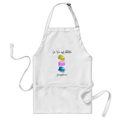 Personalized French Macaron Watercolor Baker Name Adult Apron