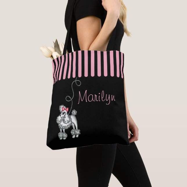 Personalized French Poodle Tote Bag  (Close Up)