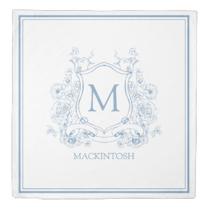 Personalized French Provincial Blue Monogram Duvet Cover