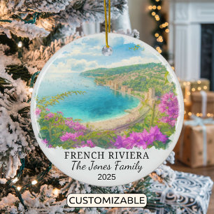 Personalized French Riviera Ornament, France Ceramic Ornament