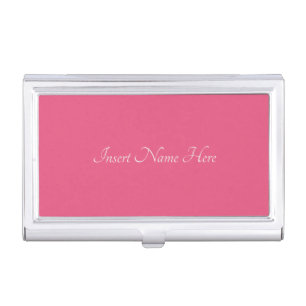 Personalized French Rose, Warm Pink Solid Color Business Card Case